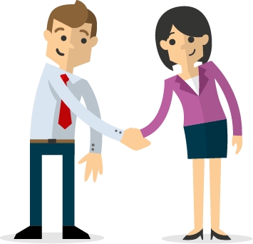 Man and woman shaking hands